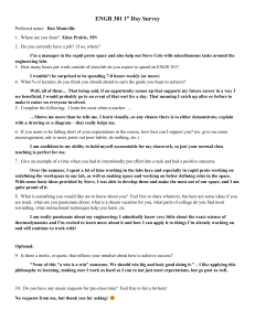 ENGR 381 1st Day Survey - Student Profile