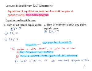 Equilibrium (2D) Lecture Notes: Statics & Free-Body Diagrams