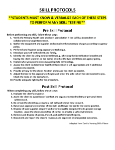 Nursing Skill Protocols: Pre & Post Skill Steps for Students