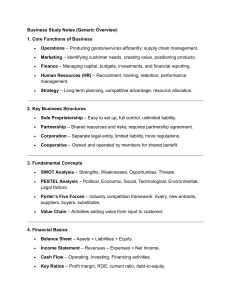 Business Study Notes: Core Functions, Structures, Concepts & Finance