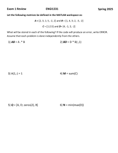 ENGI1331 Exam 1 Review: MATLAB Matrix Operations & Projectile Motion