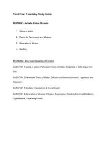 Third Form Chemistry Study Guide: States, Mixtures, Solubility, Separation
