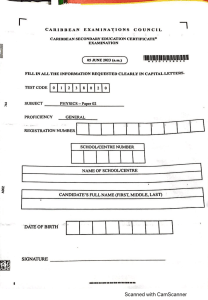 CSEC Physics Paper 02 Exam 2023 - Caribbean Examinations Council