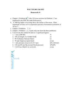 MAE 3242.001 Fall 2022 Homework #1: Mechanics & Unit Conversions
