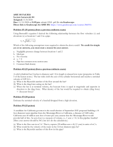 AME 101 Fluid Mechanics Homework #4