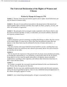 Declaration of Rights: Women & Citizens vs. Man & Citizen