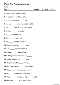 Verb To Be (am/is/are) Grammar Worksheet