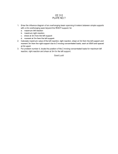 CE 312 Structural Analysis: Influence Diagrams & Moving Loads