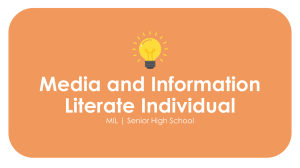 Advantages of Being Media and Information Literate | Senior High