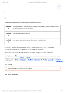 IGCSE Chemistry: Salt Preparation Target Test