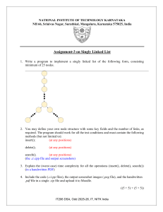 Singly Linked List Assignment: IT206 DSA