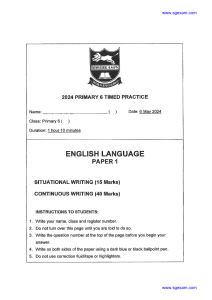 Tao Nan Primary 6 English Language Paper 1 Timed Practice 2024