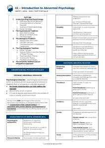 Introduction to Abnormal Psychology: Psychopathology & Disorders