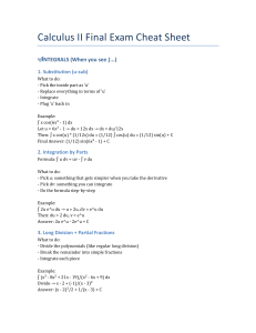 Calculus II Final Exam Cheat Sheet: Integrals, Limits & Series