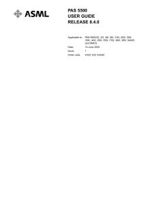 ASML PAS 5500 User Guide Release 8.4.0 - Semiconductor Lithography