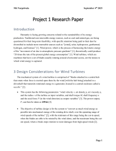 Wind Turbine Design Considerations: A Research Paper