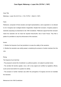 Mabanag v. Lopez Vito Case Digest: Political Question & Enrolled Bill Doctrine