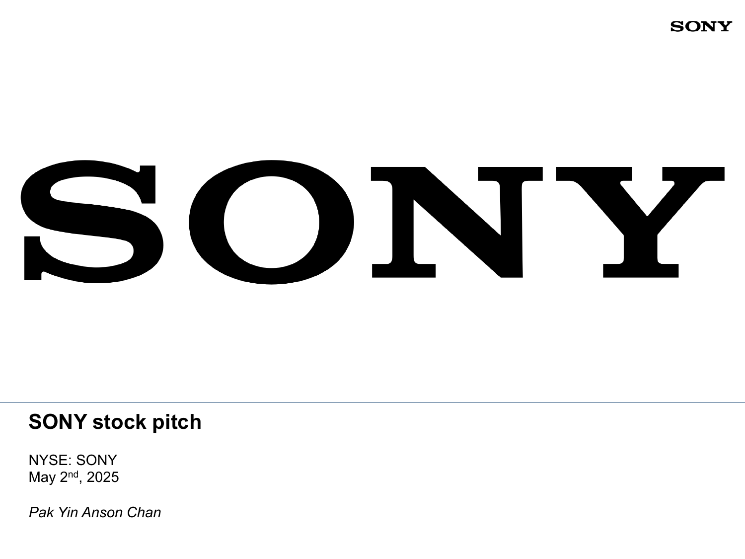 Sony (SONY) Stock Pitch: Investment Analysis & Target Price