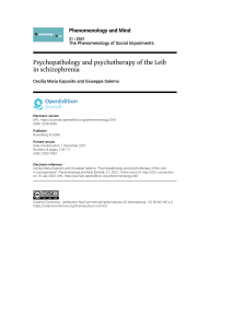Psychopathology & Psychotherapy of the Leib in Schizophrenia