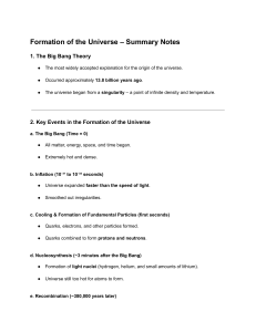 Formation of the Universe: Big Bang Theory & Cosmic Evolution Notes