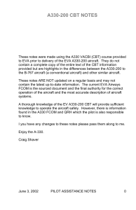 A330-200 CBT Pilot Notes: Aircraft Systems & Operations Guide