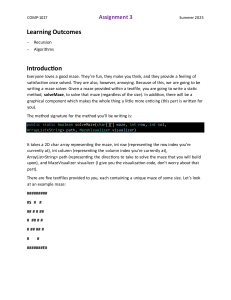 COMP-1027 Assignment 3: Recursive Maze Solver in Java (Summer 2025)