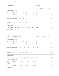 Ocena czytania BPST: Sp&oacute;łgłoski, samogłoski, dwuznaki