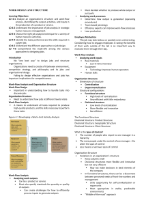 Work Design & Organization Structure: Job Analysis & Design