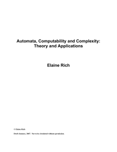 Automata, Computability and Complexity: Theory and Applications