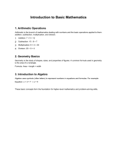 Introduction to Basic Mathematics: Arithmetic, Geometry, Algebra