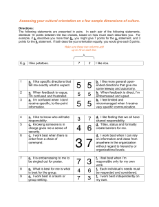 Cultural Orientation Assessment: Dimensions of Culture Self-Assessment