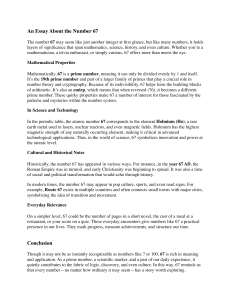 The Significance of Number 67: Prime, Scientific, Cultural
