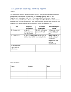 Requirements Report Task Plan