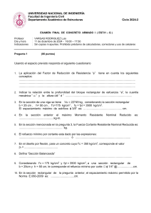 Examen Final Concreto Armado I - Universidad Nacional de Ingenier&iacute;a