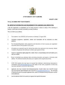 UoN Admission Notice & Checklist 2020/2021