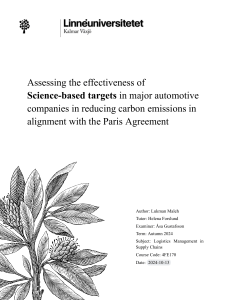 Science-Based Targets in Automotive: Emission Reduction Effectiveness