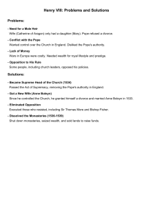 Henry VIII: Problems and Solutions Outline