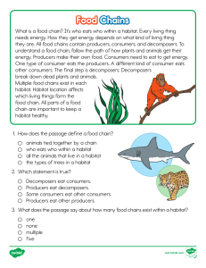 Food Chains Worksheet: Producers, Consumers, Decomposers