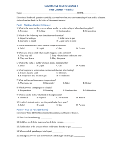 Science 5 Summative Test: Heat & States of Matter Assessment