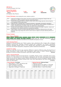 Physics-I Course Syllabus: Relativity, Quantum, Optics, Materials