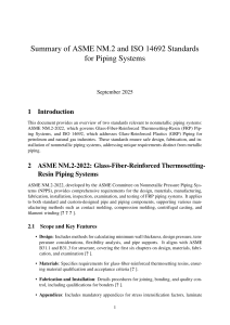 Summary: ASME NM.2 & ISO 14692 for FRP/GRP Piping Systems