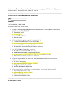 Gender and Education & Labor Exam: MCQs & Identification