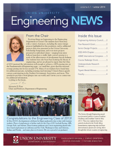 Union University Engineering News | Winter 2014 Highlights