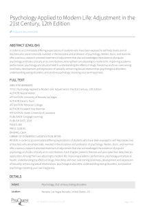 Psychology Applied to Modern Life: Adjustment in the 21st Century Book Review