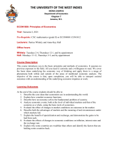 ECON1000 Principles of Economics Syllabus - UWI Mona