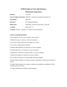 AUB Math 201 Calculus & Analytic Geometry III Syllabus - Fall 2025