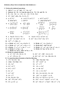Practice Items for Algebraic Expressions