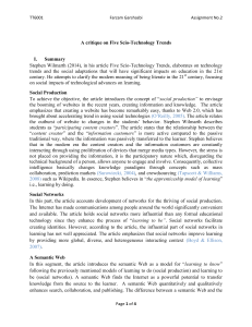 Critique: Five Socio-Technology Trends in 21st Century Education