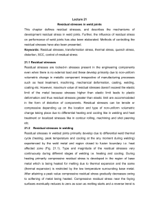 Lecture 21: Residual Stresses in Weld Joints - Mechanisms & Control