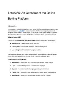 Lotus365  An Overview of the Online Betting Platform